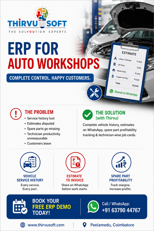 ERP for Auto Workshops — Vehicle History & Service Management - Cover Image